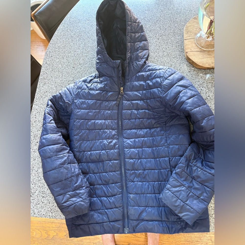 Lands' End Navy Quilted Jacket, Size 10-12